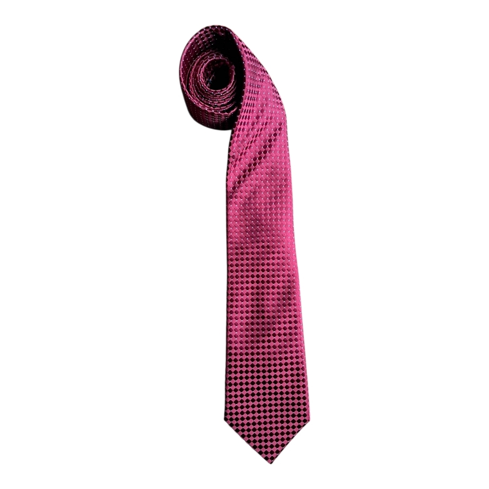 Kenneth Roberts Platinum Men's Red Geometric 100% silk tie 58" - Picture 3 of 8